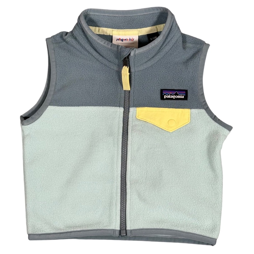 Patagonia Baby Micro D Snap-T Fleece Vest 6-12M Thin Ice Style 60025 Kids